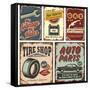 Vintage Car Metal Signs And Posters-Lukeruk-Framed Stretched Canvas