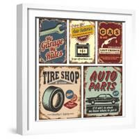 Vintage Car Metal Signs And Posters-Lukeruk-Framed Art Print