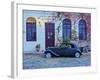 Vintage car on the cobblestone lane of the historic quarter, Colonia del Sacramento, Colonia Depart-Karol Kozlowski-Framed Photographic Print