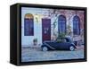 Vintage car on the cobblestone lane of the historic quarter, Colonia del Sacramento, Colonia Depart-Karol Kozlowski-Framed Stretched Canvas