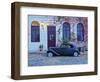 Vintage car on the cobblestone lane of the historic quarter, Colonia del Sacramento, Colonia Depart-Karol Kozlowski-Framed Photographic Print