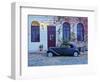 Vintage car on the cobblestone lane of the historic quarter, Colonia del Sacramento, Colonia Depart-Karol Kozlowski-Framed Photographic Print