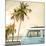 Vintage Car Parked on the Tropical Beach (Seaside) with a Surfboard on the Roof-jakkapan-Mounted Giclee Print