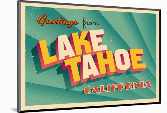 Vintage Card - Lake Tahoe CA-null-Mounted Art Print
