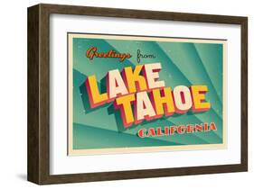 Vintage Card - Lake Tahoe CA-null-Framed Art Print