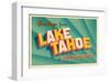 Vintage Card - Lake Tahoe CA-null-Framed Art Print