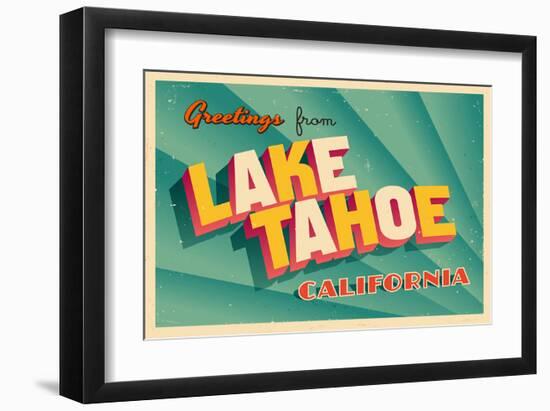 Vintage Card - Lake Tahoe CA-null-Framed Art Print