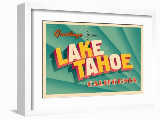 Vintage Card - Lake Tahoe CA-null-Framed Art Print