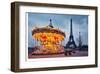 Vintage Carousel Eiffel Tower-null-Framed Art Print