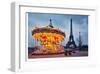 Vintage Carousel Eiffel Tower-null-Framed Art Print