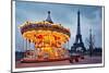 Vintage Carousel Eiffel Tower-null-Mounted Art Print