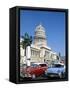 Vintage Cars and Capitol Building, Havana, Cuba-Steve Vidler-Framed Stretched Canvas