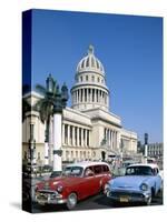 Vintage Cars and Capitol Building, Havana, Cuba-Steve Vidler-Stretched Canvas