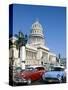 Vintage Cars and Capitol Building, Havana, Cuba-Steve Vidler-Stretched Canvas