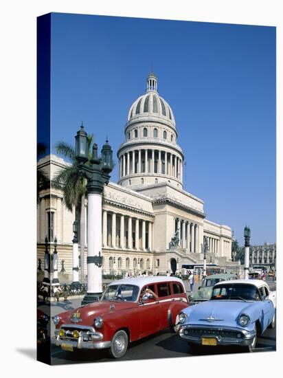 Vintage Cars and Capitol Building, Havana, Cuba-Steve Vidler-Stretched Canvas