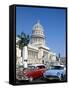 Vintage Cars and Capitol Building, Havana, Cuba-Steve Vidler-Framed Stretched Canvas