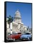 Vintage Cars and Capitol Building, Havana, Cuba-Steve Vidler-Framed Stretched Canvas