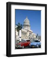 Vintage Cars and Capitol Building, Havana, Cuba-Steve Vidler-Framed Photographic Print