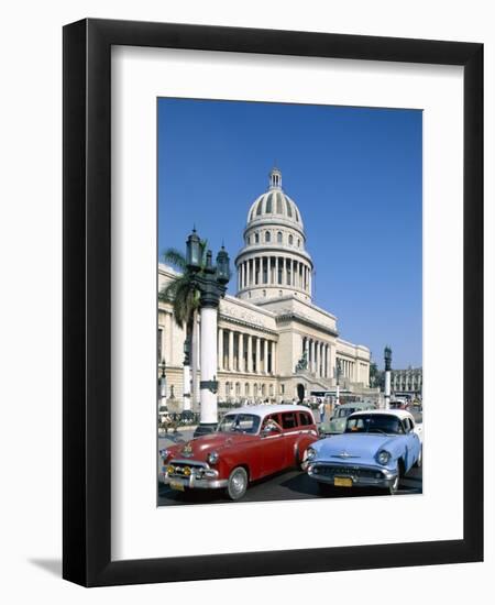 Vintage Cars and Capitol Building, Havana, Cuba-Steve Vidler-Framed Photographic Print