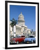 Vintage Cars and Capitol Building, Havana, Cuba-Steve Vidler-Framed Photographic Print