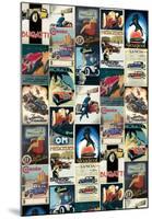 Vintage Cars - Vintage Style Italian Poster Collage-null-Mounted Poster