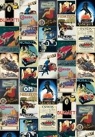 Vintage Cars - Vintage Style Italian Poster Collage-null-Lamina Framed Poster