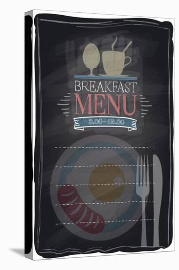 Vintage Chalk Breakfast Menu-Selenka-Stretched Canvas