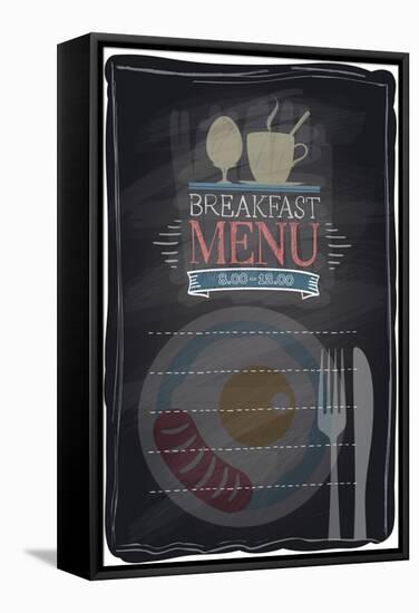 Vintage Chalk Breakfast Menu-Selenka-Framed Stretched Canvas