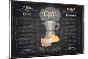 Vintage Chalk Coffee and Croissants Menu-Selenka-Mounted Art Print