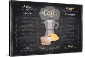 Vintage Chalk Coffee and Croissants Menu-Selenka-Stretched Canvas