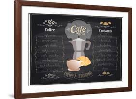 Vintage Chalk Coffee and Croissants Menu-Selenka-Framed Premium Giclee Print