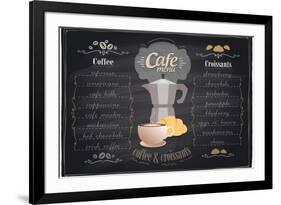 Vintage Chalk Coffee and Croissants Menu-Selenka-Framed Premium Giclee Print