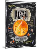 Vintage Chalk Pizza Menu-Selenka-Mounted Art Print