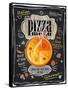 Vintage Chalk Pizza Menu-Selenka-Framed Stretched Canvas