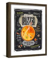 Vintage Chalk Pizza Menu-Selenka-Framed Art Print