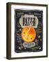 Vintage Chalk Pizza Menu-Selenka-Framed Art Print