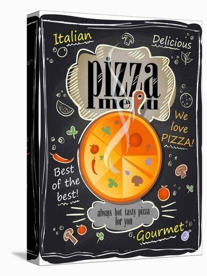 Vintage Chalk Pizza Menu-Selenka-Stretched Canvas