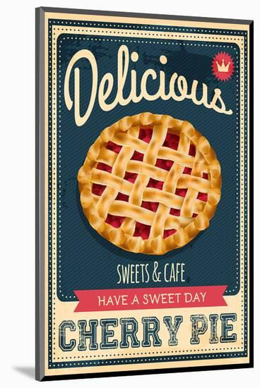 Vintage Cherry Pie Sign-null-Mounted Art Print