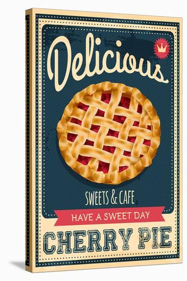 Vintage Cherry Pie Sign-null-Stretched Canvas