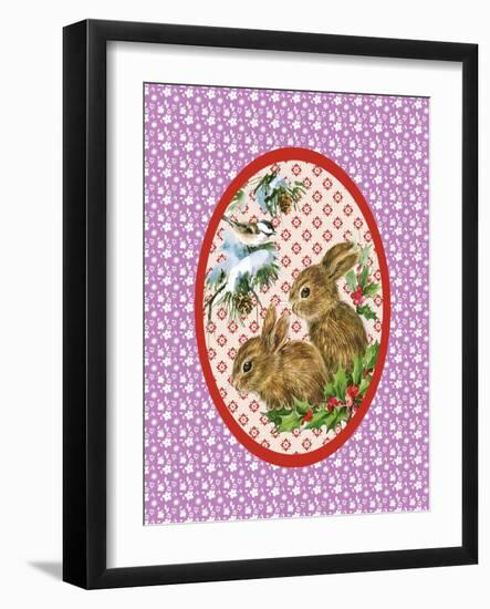 Vintage Christmas Bunnies-Effie Zafiropoulou-Framed Giclee Print