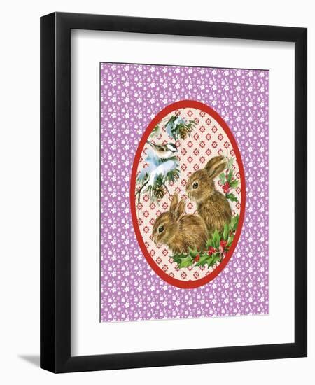 Vintage Christmas Bunnies-Effie Zafiropoulou-Framed Premium Giclee Print