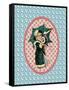 Vintage Christmas Card Girl with Umbrella 2-Effie Zafiropoulou-Framed Stretched Canvas