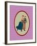 Vintage Christmas Card Ladies Skating 2-Effie Zafiropoulou-Framed Giclee Print