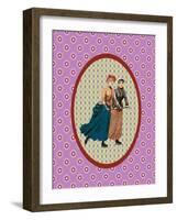 Vintage Christmas Card Ladies Skating 2-Effie Zafiropoulou-Framed Giclee Print