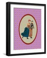 Vintage Christmas Card Ladies Skating 2-Effie Zafiropoulou-Framed Giclee Print