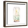 Vintage Christmas Decor. Watercolor Glass Jar with Candle Light and Christmas Tree Branches-Eisfrei-Framed Premium Giclee Print