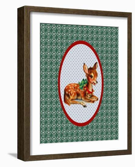 Vintage Christmas Deer-Effie Zafiropoulou-Framed Giclee Print