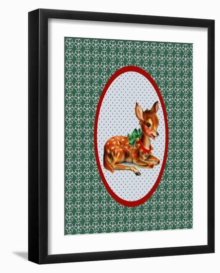 Vintage Christmas Deer-Effie Zafiropoulou-Framed Giclee Print