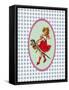 Vintage Christmas Girl with Hobby Horse-Effie Zafiropoulou-Framed Stretched Canvas