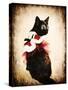 Vintage Christmas Kitten-Jai Johnson-Stretched Canvas